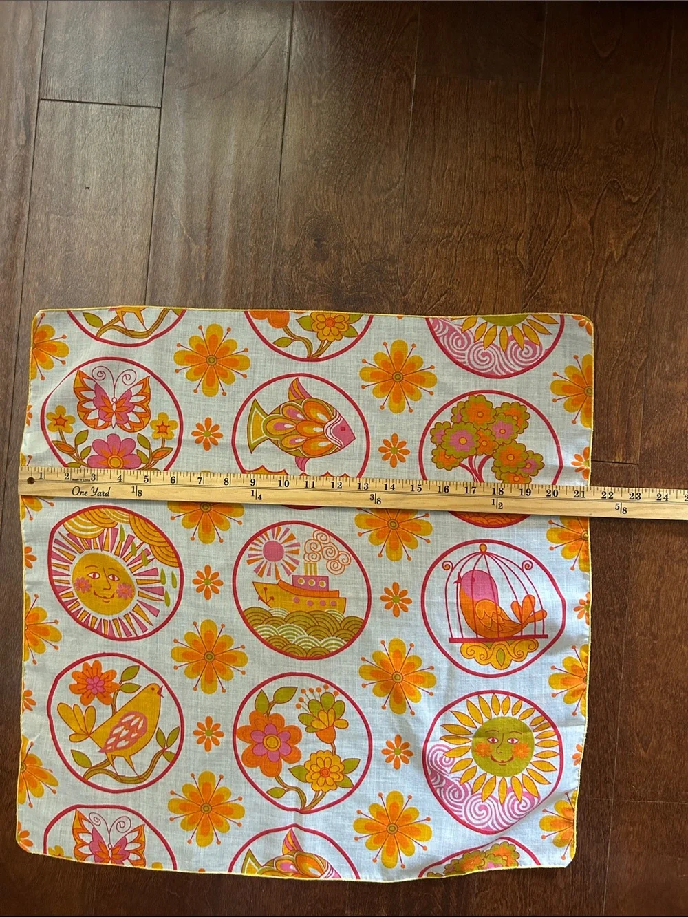 Vintage 60s Style Square Scarf with the Most Adorable Collection of Images